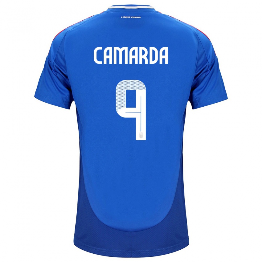 Niño Camiseta Italia Francesco Camarda #9 Azul 1ª Equipación 24-26 La Camisa Chile