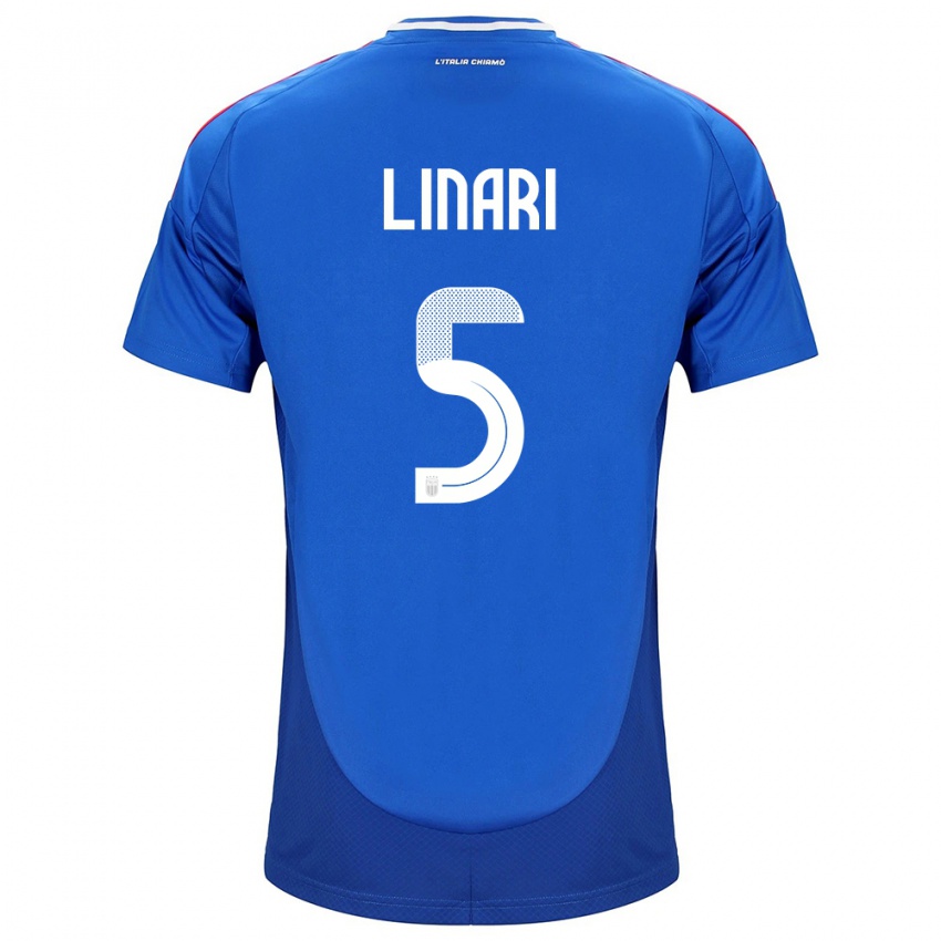 Niño Camiseta Italia Elena Linari #5 Azul 1ª Equipación 24-26 La Camisa Chile