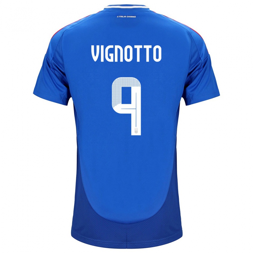 Niño Camiseta Italia Elisabetta Vignotto #9 Azul 1ª Equipación 24-26 La Camisa Chile