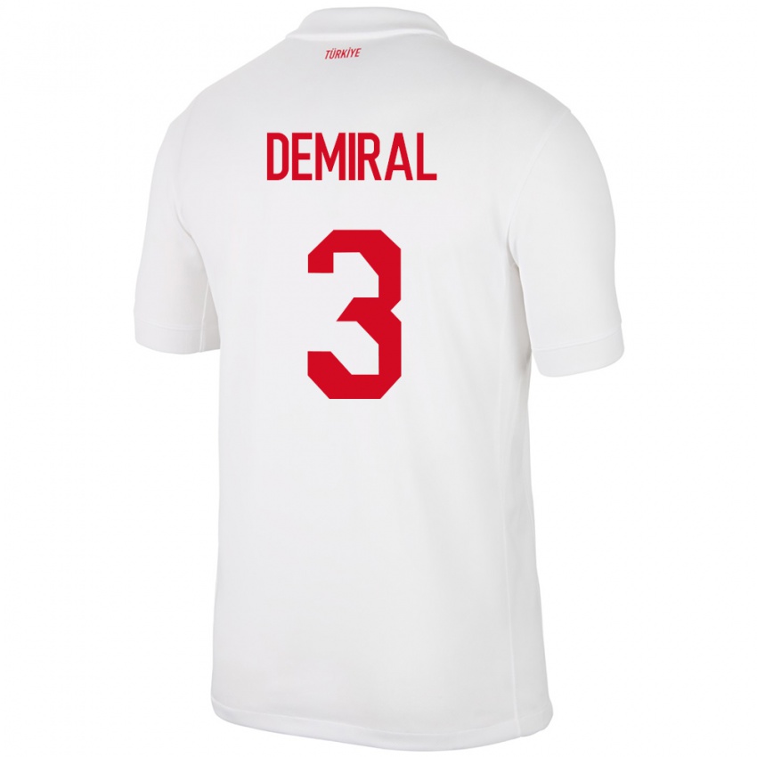 Niño Camiseta Turquía Merih Demiral #3 Blanco 1ª Equipación 24-26 La Camisa Chile