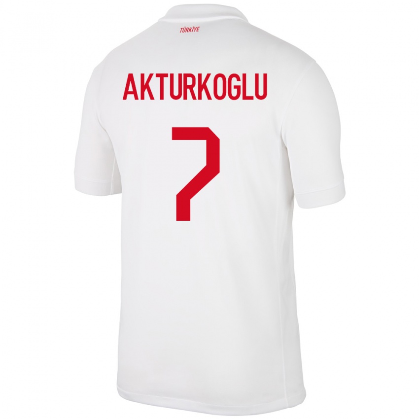 Niño Camiseta Turquía Kerem Aktürkoğlu #7 Blanco 1ª Equipación 24-26 La Camisa Chile