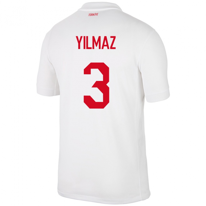 Niño Camiseta Turquía Berkay Yılmaz #3 Blanco 1ª Equipación 24-26 La Camisa Chile