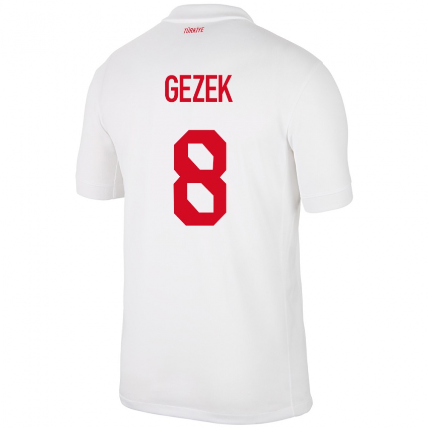 Niño Camiseta Turquía Baran Gezek #8 Blanco 1ª Equipación 24-26 La Camisa Chile