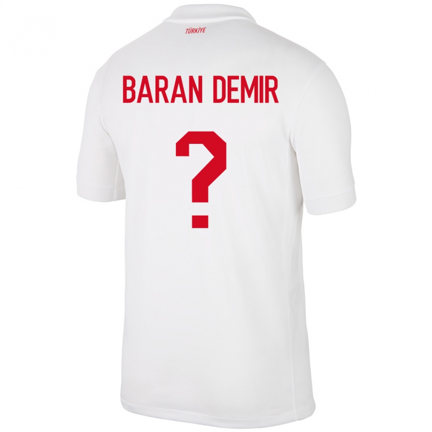 Niño Camiseta Turquía Tuna Baran Demir #0 Blanco 1ª Equipación 24-26 La Camisa Chile