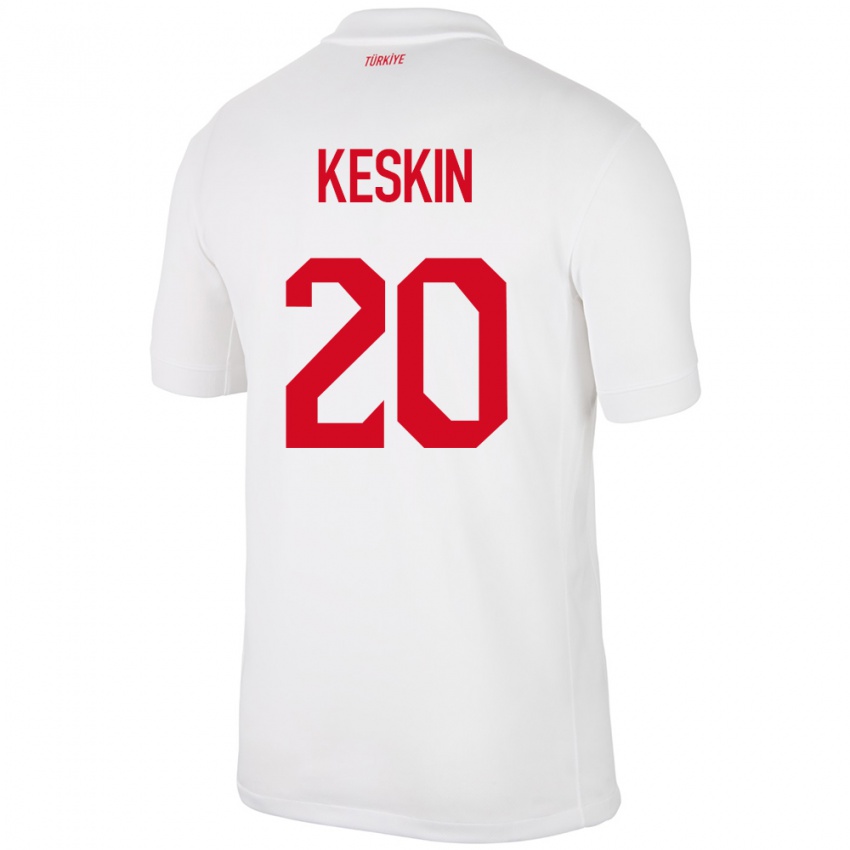 Niño Camiseta Turquía Elif Keskin #20 Blanco 1ª Equipación 24-26 La Camisa Chile