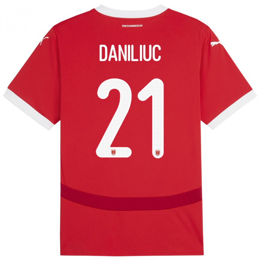 Niño Camiseta Austria Flavius Daniliuc #21 Rojo 1ª Equipación 24-26 La Camisa Chile