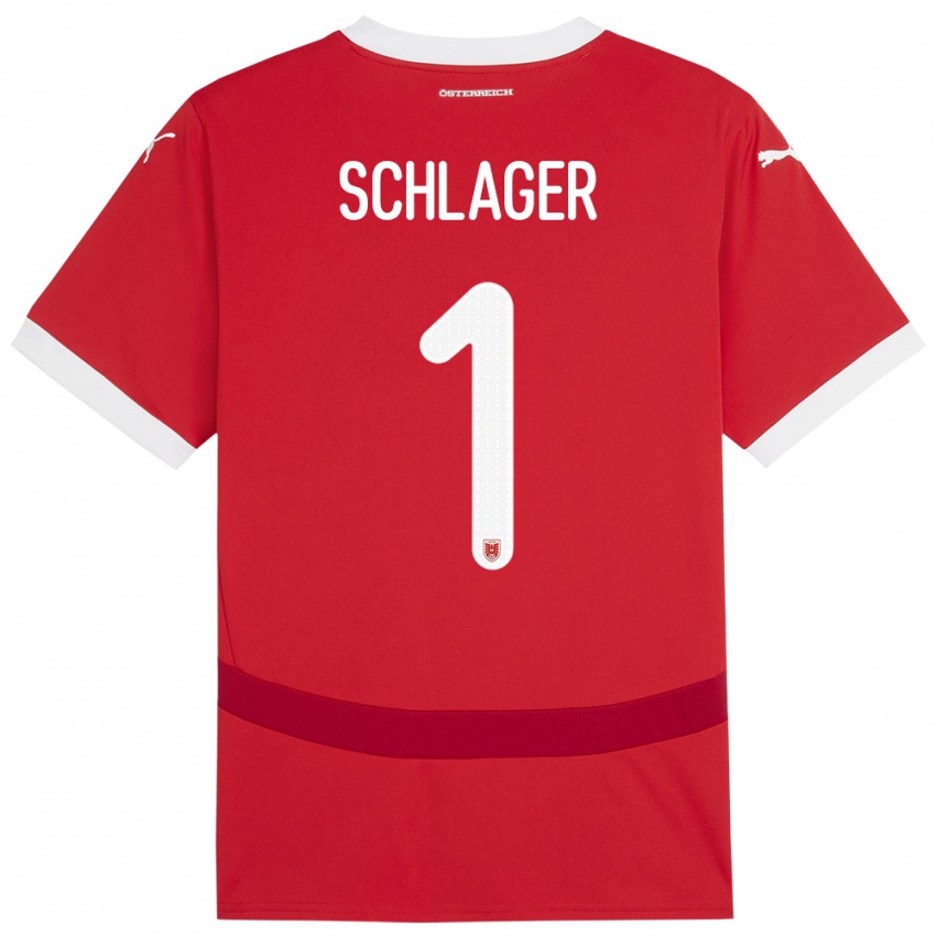 Niño Camiseta Austria Alexander Schlager #1 Rojo 1ª Equipación 24-26 La Camisa Chile