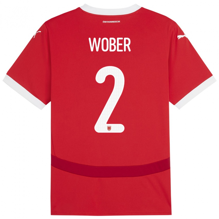 Niño Camiseta Austria Maximilian Wöber #2 Rojo 1ª Equipación 24-26 La Camisa Chile