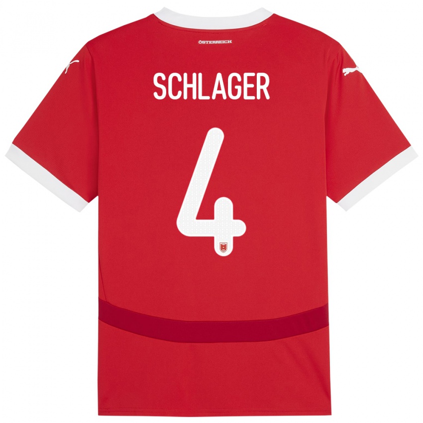 Niño Camiseta Austria Xaver Schlager #4 Rojo 1ª Equipación 24-26 La Camisa Chile