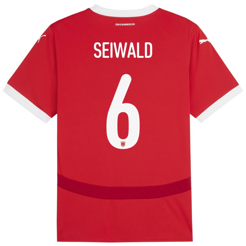 Niño Camiseta Austria Nicolas Seiwald #6 Rojo 1ª Equipación 24-26 La Camisa Chile