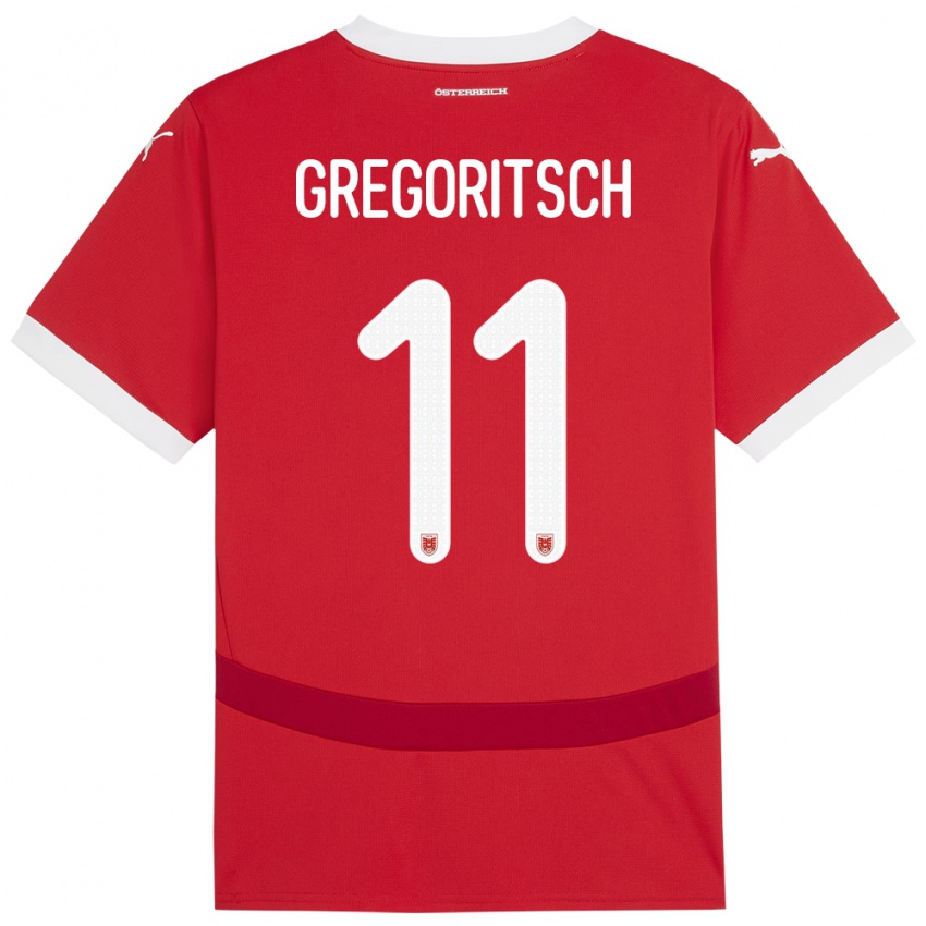 Niño Camiseta Austria Michael Gregoritsch #11 Rojo 1ª Equipación 24-26 La Camisa Chile