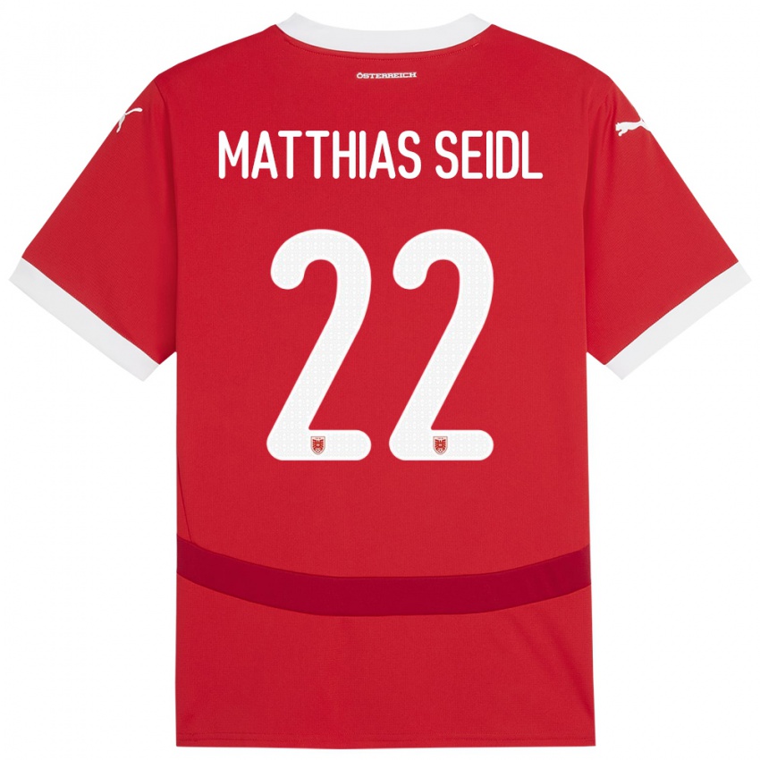 Niño Camiseta Austria Matthias Seidl #22 Rojo 1ª Equipación 24-26 La Camisa Chile