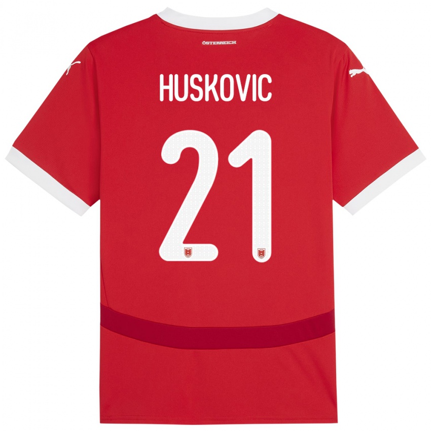 Niño Camiseta Austria Muharem Huskovic #21 Rojo 1ª Equipación 24-26 La Camisa Chile