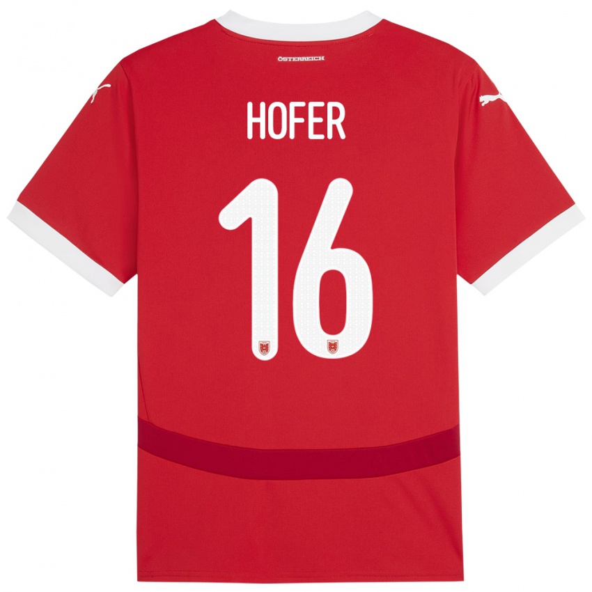 Niño Camiseta Austria Raphael Hofer #16 Rojo 1ª Equipación 24-26 La Camisa Chile