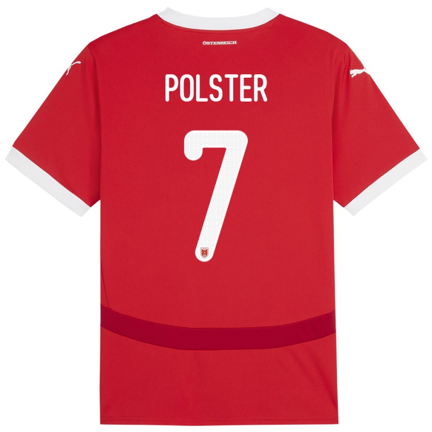 Niño Camiseta Austria Manuel Polster #7 Rojo 1ª Equipación 24-26 La Camisa Chile