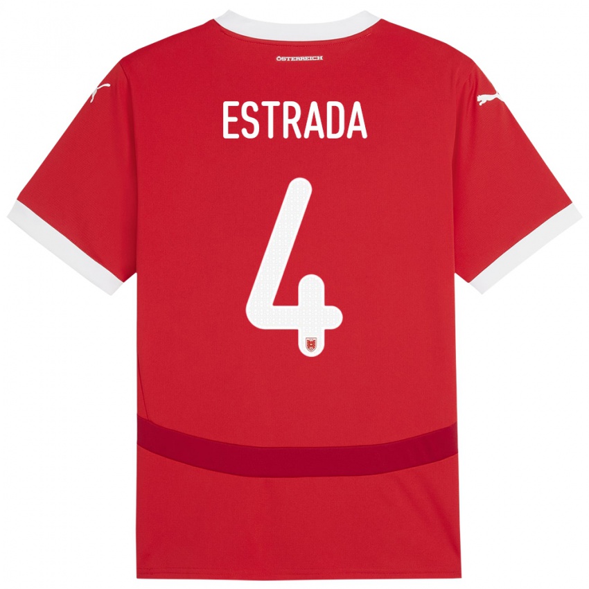 Niño Camiseta Austria Pascal Estrada #4 Rojo 1ª Equipación 24-26 La Camisa Chile