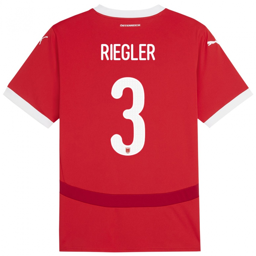 Niño Camiseta Austria David Riegler #3 Rojo 1ª Equipación 24-26 La Camisa Chile