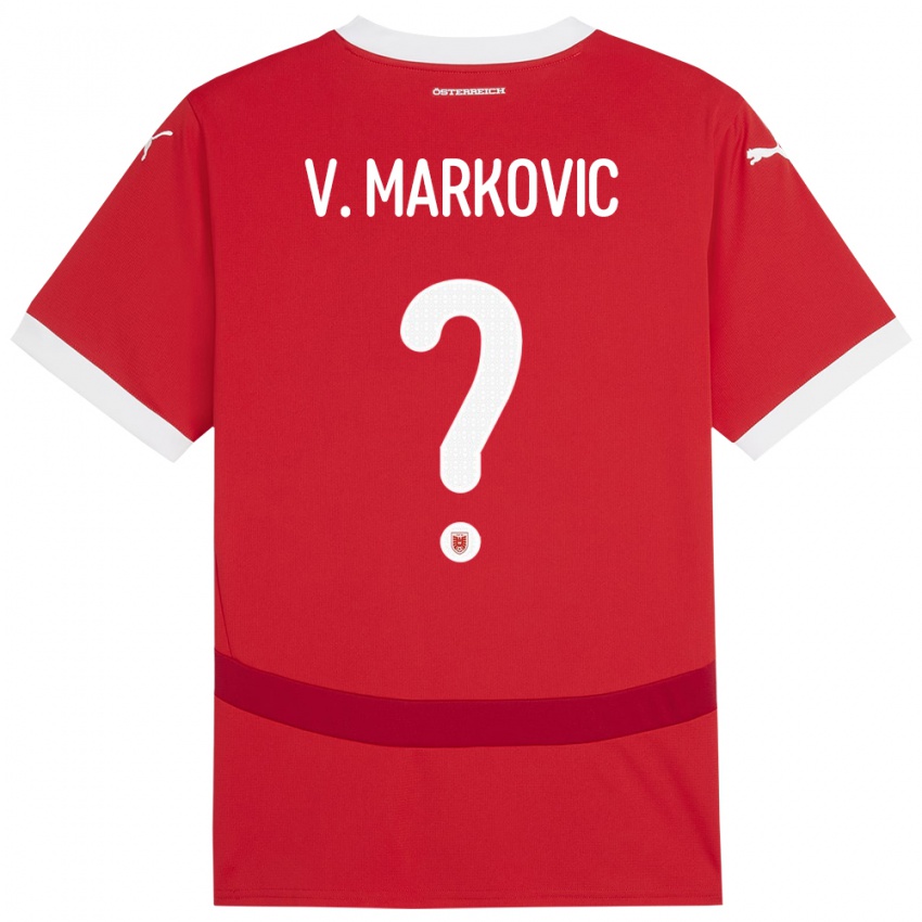 Niño Camiseta Austria Vasilije Markovic #0 Rojo 1ª Equipación 24-26 La Camisa Chile