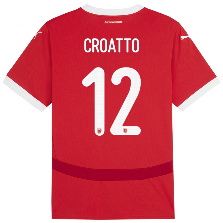 Niño Camiseta Austria Michela Croatto #12 Rojo 1ª Equipación 24-26 La Camisa Chile