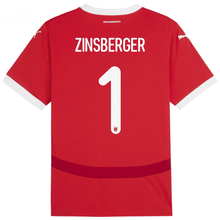 Niño Camiseta Austria Manuela Zinsberger #1 Rojo 1ª Equipación 24-26 La Camisa Chile