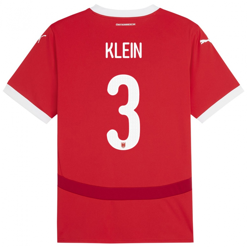 Niño Camiseta Austria Jennifer Klein #3 Rojo 1ª Equipación 24-26 La Camisa Chile