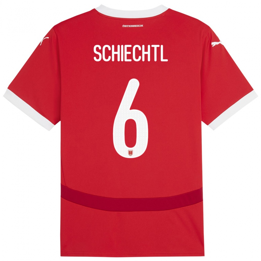 Niño Camiseta Austria Katharina Schiechtl #6 Rojo 1ª Equipación 24-26 La Camisa Chile