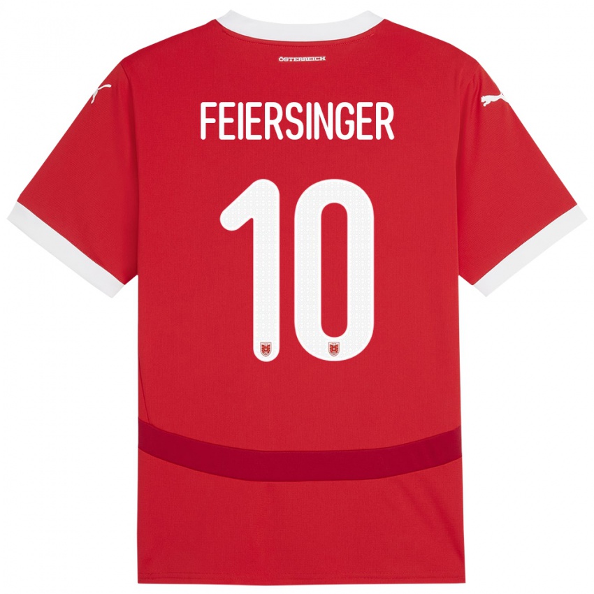 Niño Camiseta Austria Laura Feiersinger #10 Rojo 1ª Equipación 24-26 La Camisa Chile