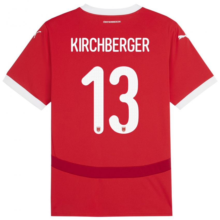 Niño Camiseta Austria Virginia Kirchberger #13 Rojo 1ª Equipación 24-26 La Camisa Chile