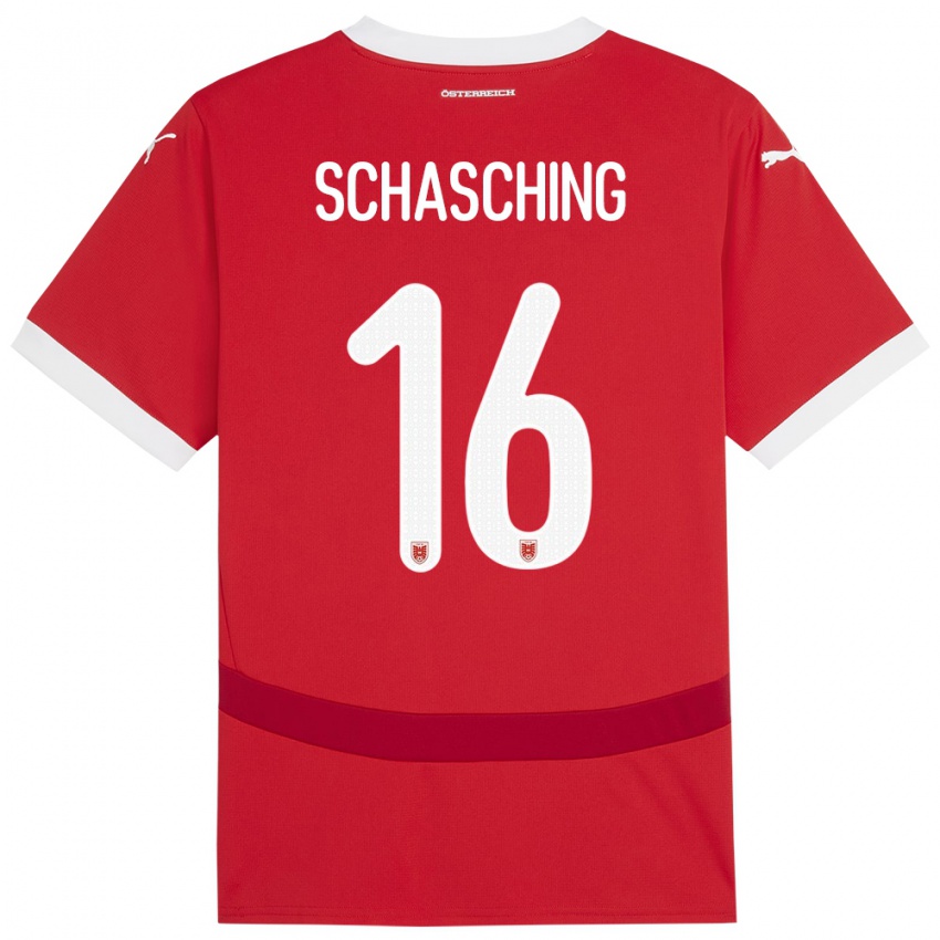 Niño Camiseta Austria Annabel Schasching #16 Rojo 1ª Equipación 24-26 La Camisa Chile