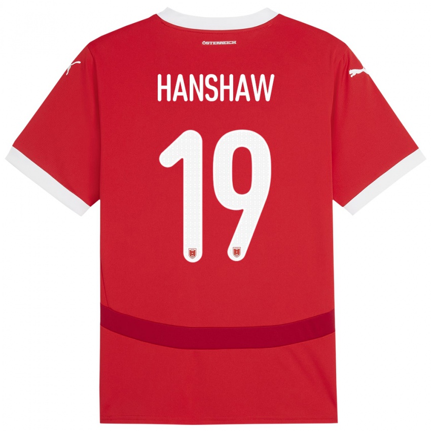 Niño Camiseta Austria Verena Hanshaw #19 Rojo 1ª Equipación 24-26 La Camisa Chile