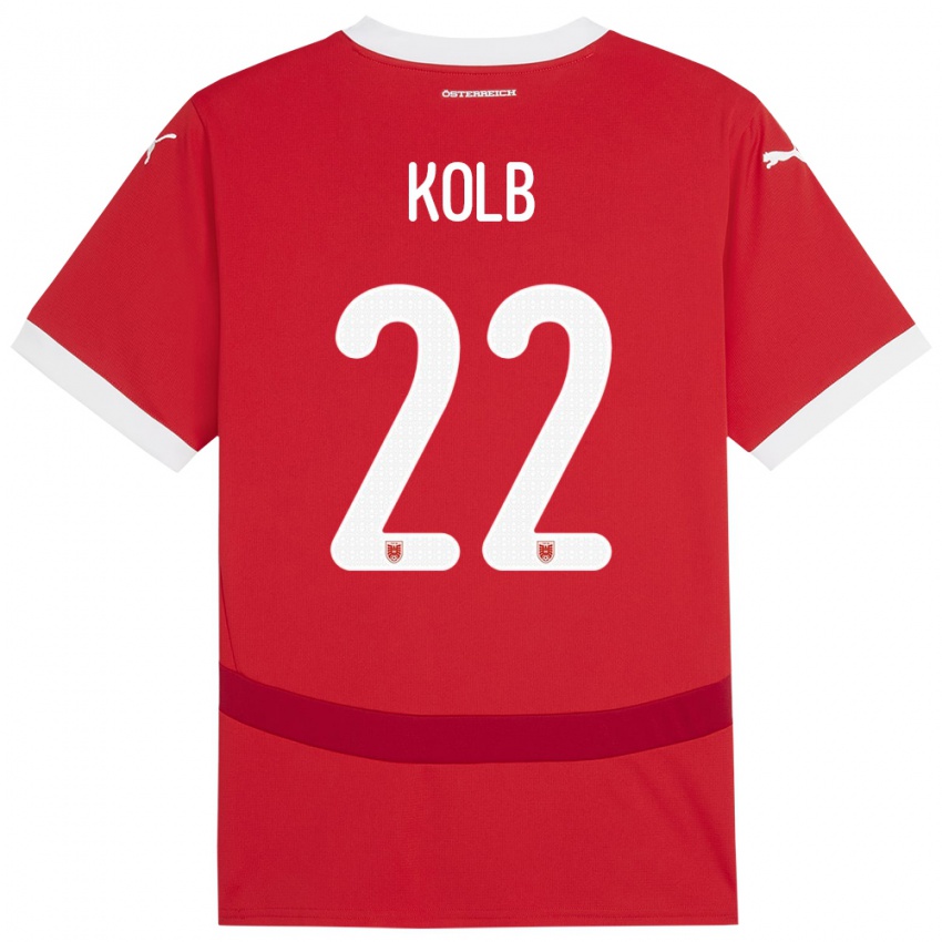 Niño Camiseta Austria Lisa Kolb #22 Rojo 1ª Equipación 24-26 La Camisa Chile