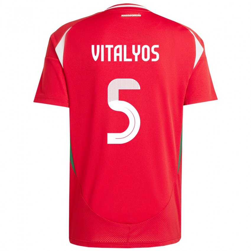 Niño Camiseta Hungría Viktor Vitályos #5 Rojo 1ª Equipación 24-26 La Camisa Chile