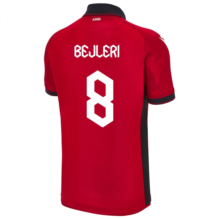 Niño Camiseta Albania Markela Bejleri #8 Rojo 1ª Equipación 24-26 La Camisa Chile