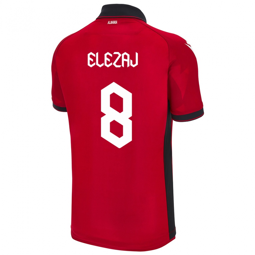 Niño Camiseta Albania Endrina Elezaj #8 Rojo 1ª Equipación 24-26 La Camisa Chile