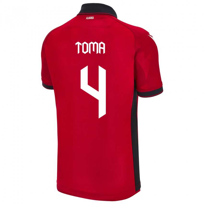 Niño Camiseta Albania Stella Toma #4 Rojo 1ª Equipación 24-26 La Camisa Chile