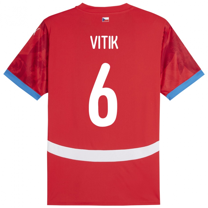 Niño Camiseta Chequia Martin Vitík #6 Rojo 1ª Equipación 24-26 La Camisa Chile