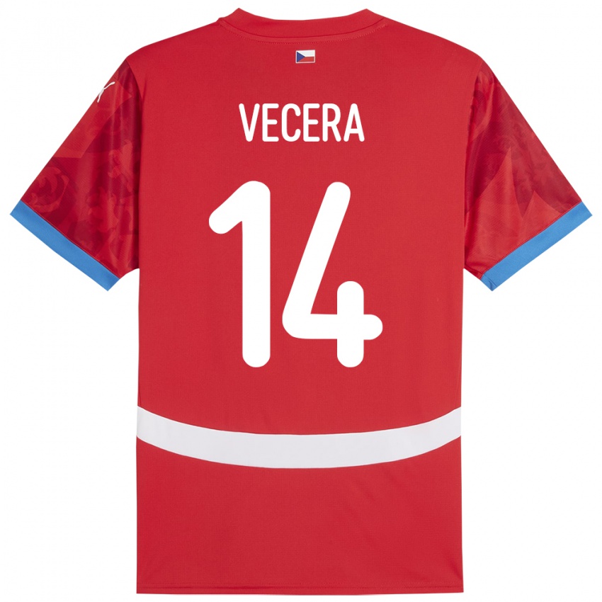 Niño Camiseta Chequia Filip Vecera #14 Rojo 1ª Equipación 24-26 La Camisa Chile