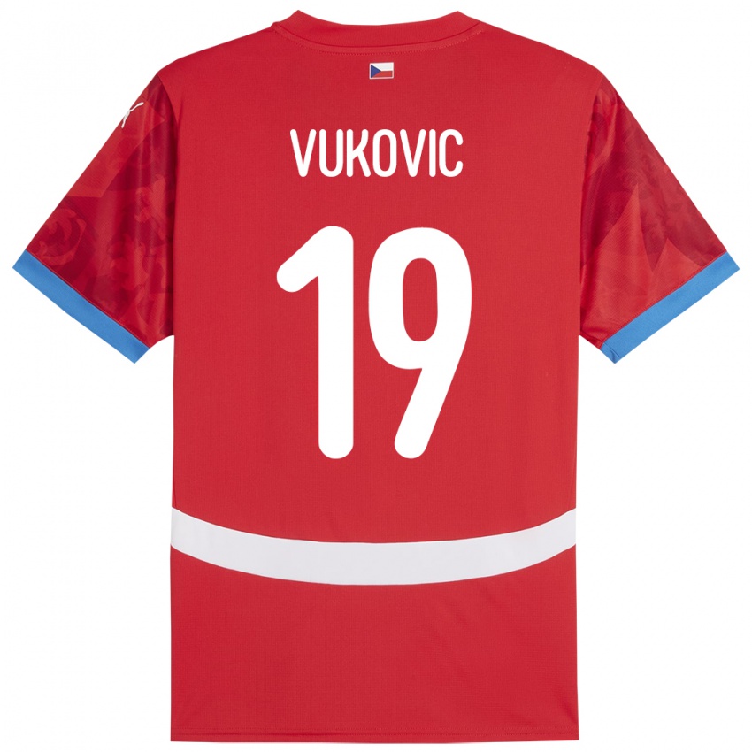 Niño Camiseta Chequia Kristian Vukovic #19 Rojo 1ª Equipación 24-26 La Camisa Chile