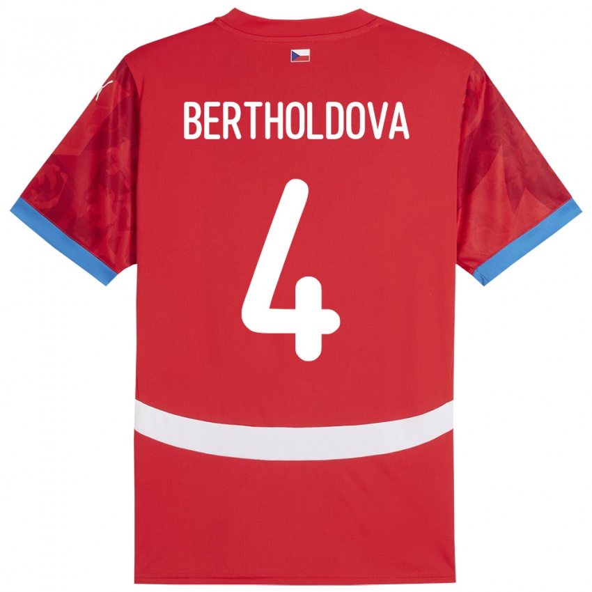 Niño Camiseta Chequia Petra Bertholdová #4 Rojo 1ª Equipación 24-26 La Camisa Chile