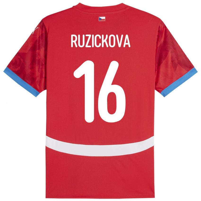 Niño Camiseta Chequia Barbora Růžičková #16 Rojo 1ª Equipación 24-26 La Camisa Chile