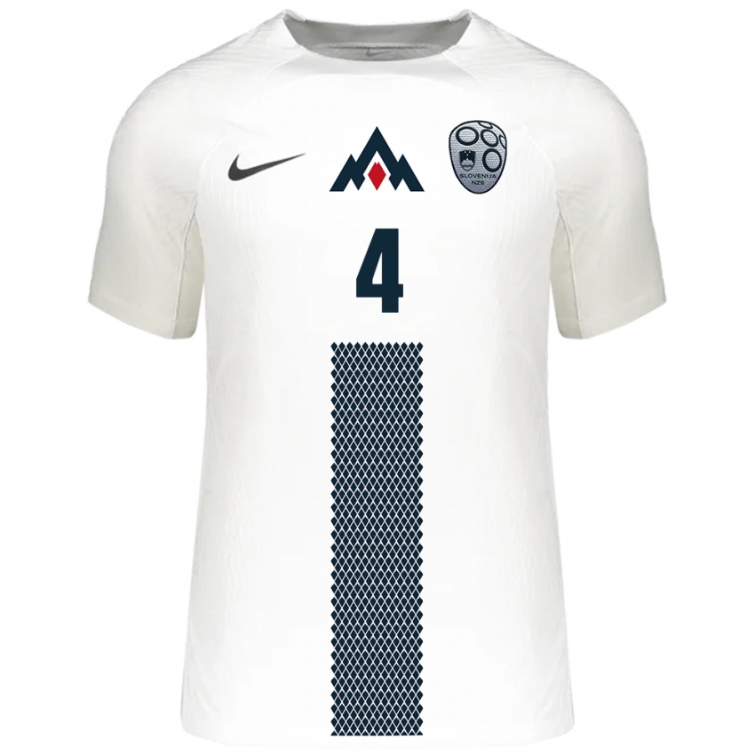 Niño Camiseta Eslovenia Viktor Bozic #4 Blanco 1ª Equipación 24-26 La Camisa Chile