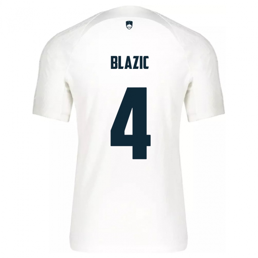 Niño Camiseta Eslovenia Miha Blazic #4 Blanco 1ª Equipación 24-26 La Camisa Chile