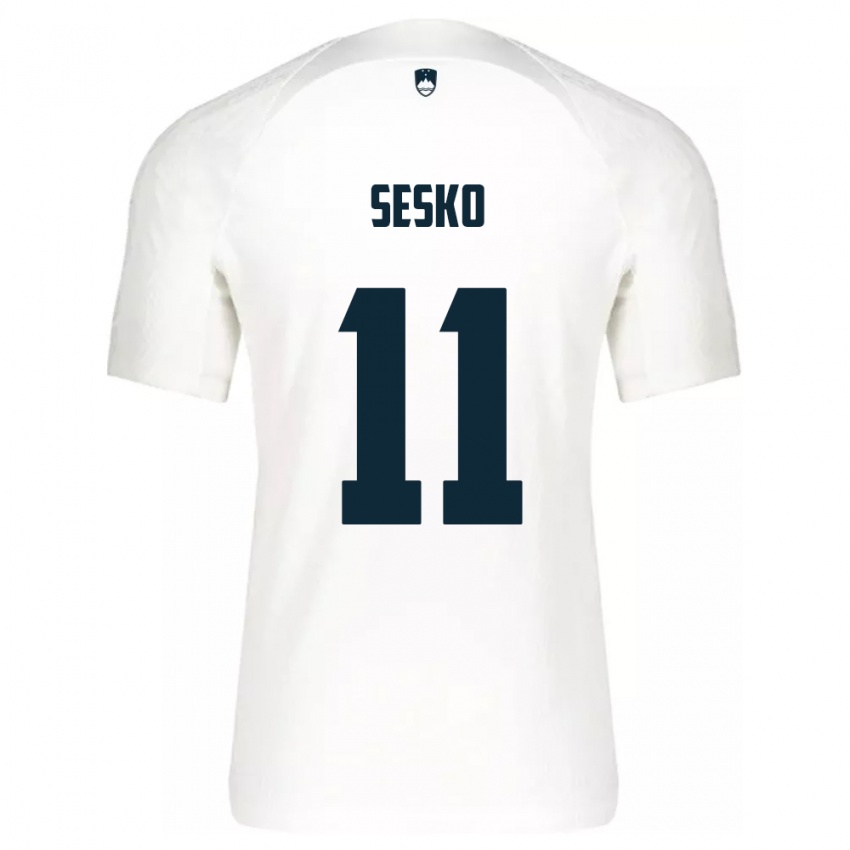 Niño Camiseta Eslovenia Benjamin Sesko #11 Blanco 1ª Equipación 24-26 La Camisa Chile