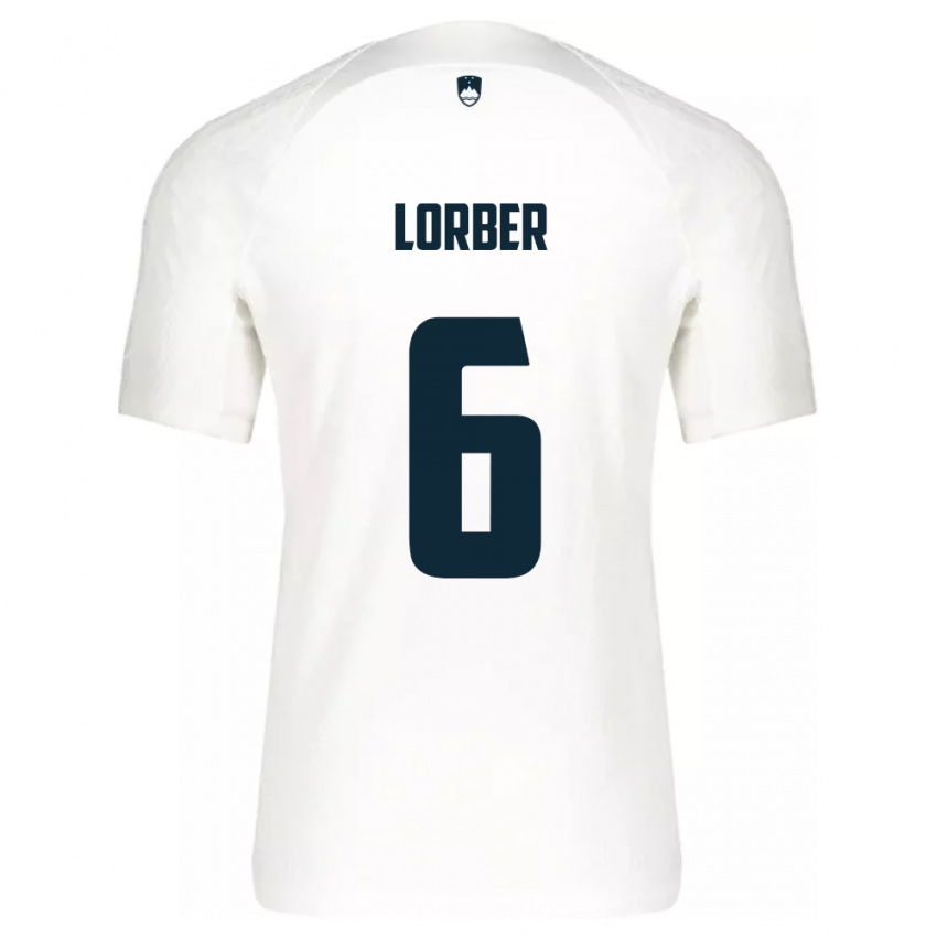 Niño Camiseta Eslovenia Marcel Lorber #6 Blanco 1ª Equipación 24-26 La Camisa Chile