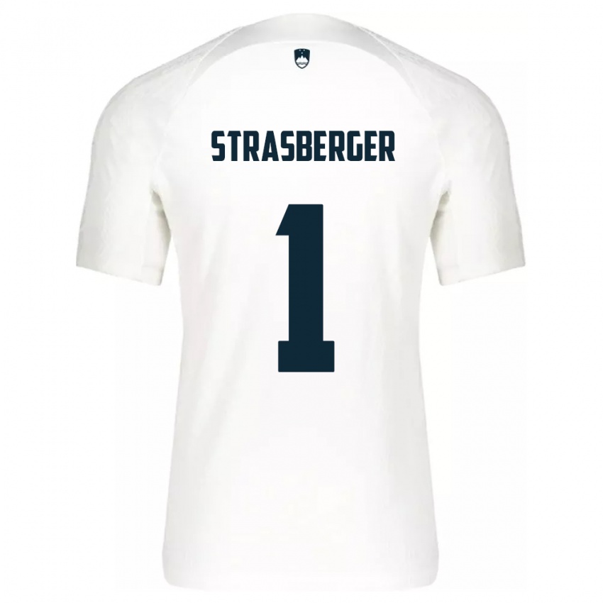 Niño Camiseta Eslovenia Tim Strasberger #1 Blanco 1ª Equipación 24-26 La Camisa Chile