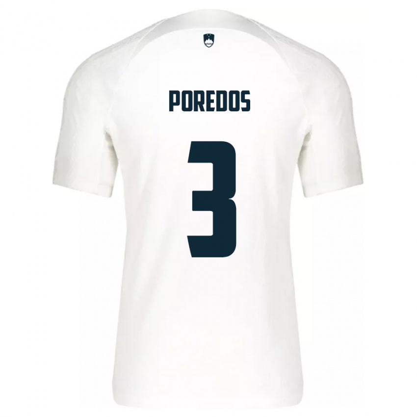 Niño Camiseta Eslovenia Luka Poredos #3 Blanco 1ª Equipación 24-26 La Camisa Chile