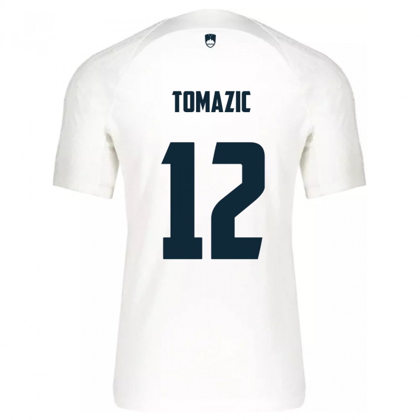 Niño Camiseta Eslovenia Lukas Tomazic #12 Blanco 1ª Equipación 24-26 La Camisa Chile