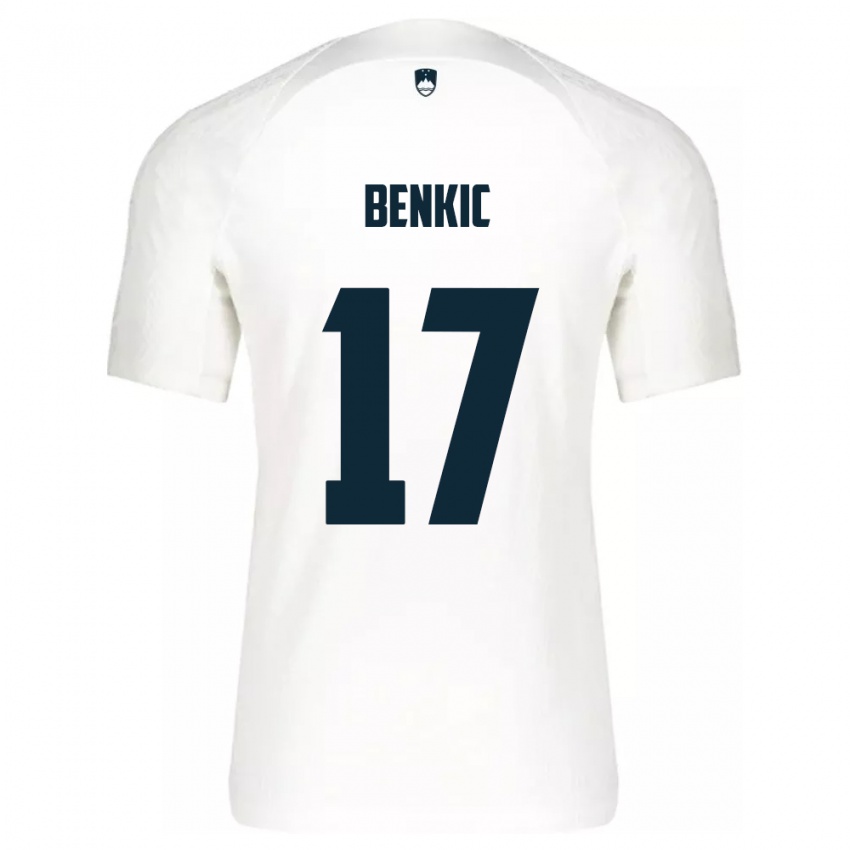 Niño Camiseta Eslovenia Kevin Benkic #17 Blanco 1ª Equipación 24-26 La Camisa Chile