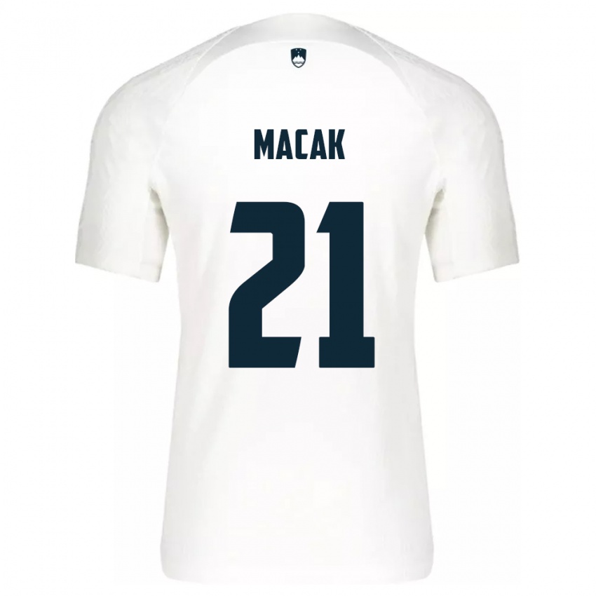 Niño Camiseta Eslovenia Lucas Macak #21 Blanco 1ª Equipación 24-26 La Camisa Chile