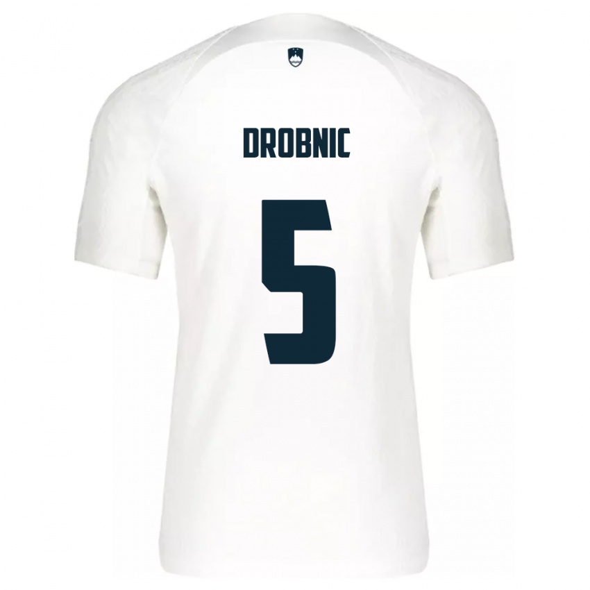 Niño Camiseta Eslovenia Dominik Drobnic #5 Blanco 1ª Equipación 24-26 La Camisa Chile